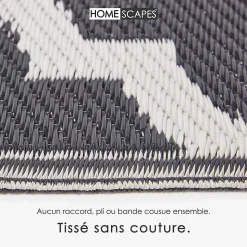Tapis extérieur terrasse réversible - Tapis de jardin imperméable et résistant UV - Nola - Noir- 180x270 cm - HOMESCAPES