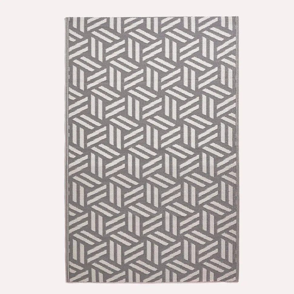 Tapis extérieur terrasse réversible - Tapis de jardin imperméable et résistant UV - Luna - Gris- 150x240 cm - HOMESCAPES