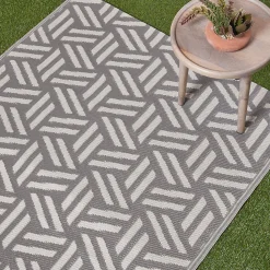 Tapis extérieur terrasse réversible - Tapis de jardin imperméable et résistant UV - Luna - Gris- 150x240 cm - HOMESCAPES
