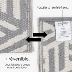 Tapis extérieur terrasse réversible - Tapis de jardin imperméable et résistant UV - Luna - Gris- 150x240 cm - HOMESCAPES