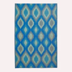 Tapis extérieur terrasse réversible - Tapis de jardin imperméable et résistant UV - Amber - Bleu - 120x180 cm - HOMESCAPES