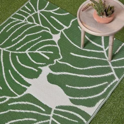 Tapis extérieur terrasse réversible - Tapis de jardin imperméable et résistant UV - Ada - Vert- 150x240 cm - HOMESCAPES