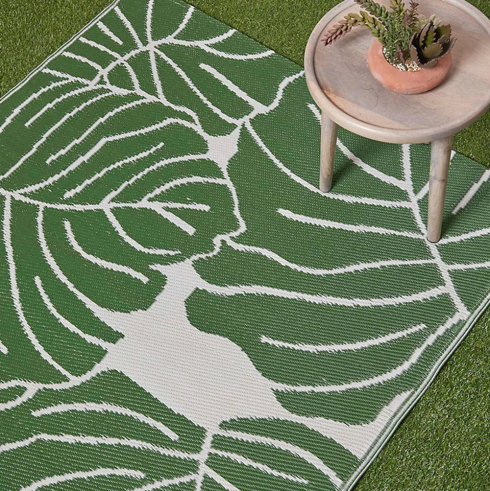 Tapis extérieur terrasse réversible - Tapis de jardin imperméable et résistant UV - Ada - Vert- 150x240 cm - HOMESCAPES