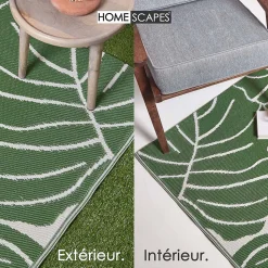 Tapis extérieur terrasse réversible - Tapis de jardin imperméable et résistant UV - Ada - Vert- 150x240 cm - HOMESCAPES