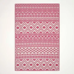 Tapis extérieur terrasse réversible - Tapis de jardin imperméable et résistant UV - Tia - Rose - 180x270 cm - HOMESCAPES