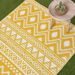 Tapis extérieur terrasse réversible - Tapis de jardin imperméable et résistant UV - Anna - Jaune - 150x240 cm - HOMESCAPES