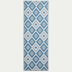 Tapis extérieur terrasse réversible - Tapis de jardin imperméable et résistant UV - Mia - Bleu - 75x200 cm - HOMESCAPES