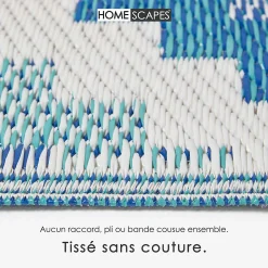 Tapis extérieur terrasse réversible - Tapis de jardin imperméable et résistant UV - Mia - Bleu - 120x180 cm - HOMESCAPES