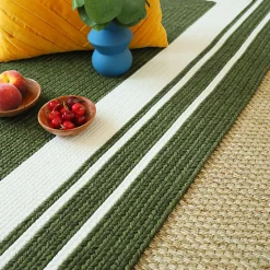 Tapis imitation fibres naturelles extérieur et intérieur - Provence - Vert forêt - 120 x 170 cm