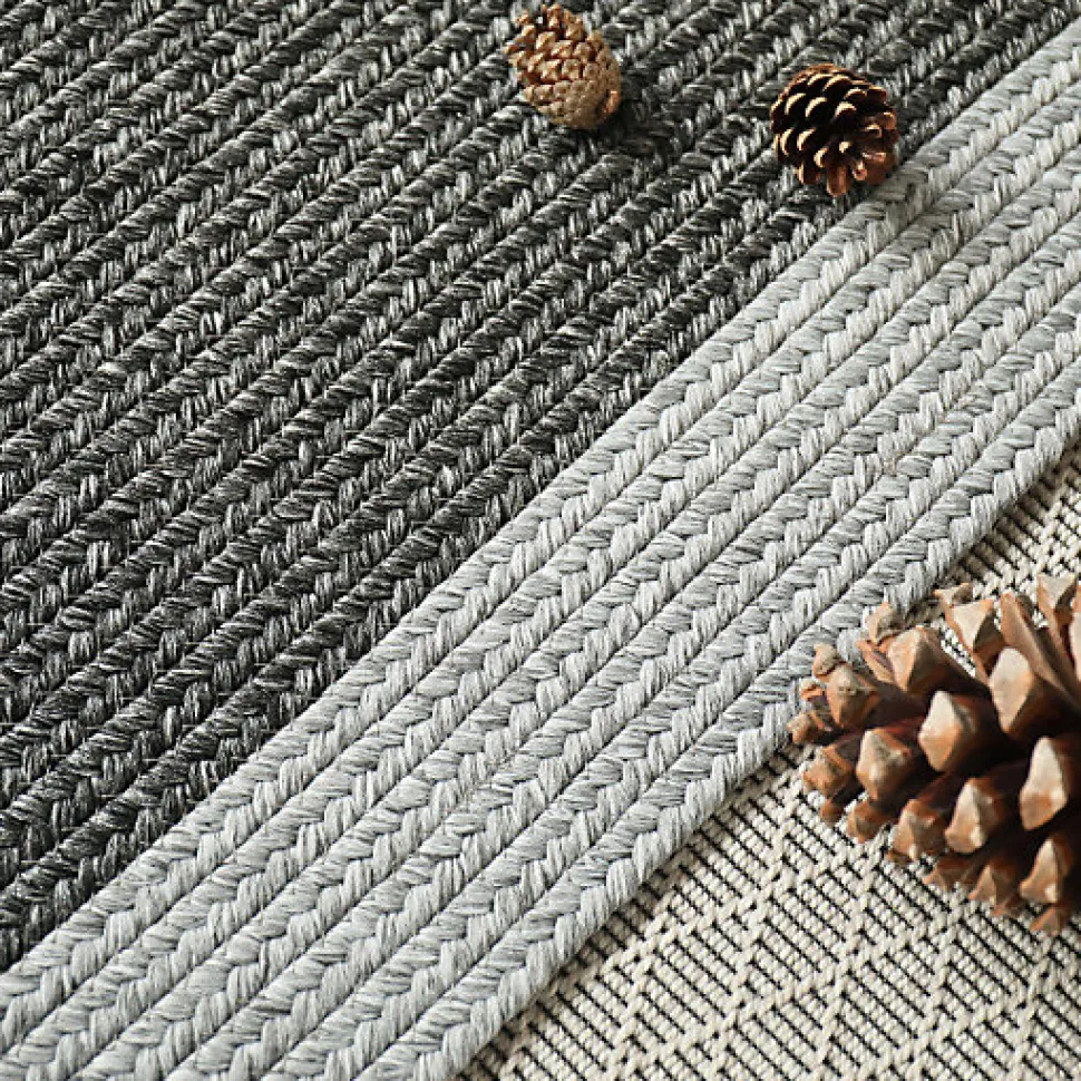 Tapis imitation fibres naturelles extérieur et intérieur - Provence - Anthracite - 120 x 170 cm