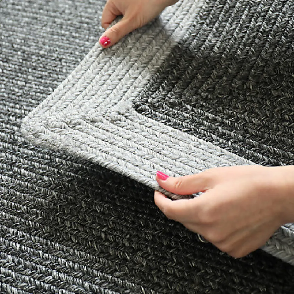 Tapis imitation fibres naturelles extérieur et intérieur - Provence - Anthracite - 120 x 170 cm
