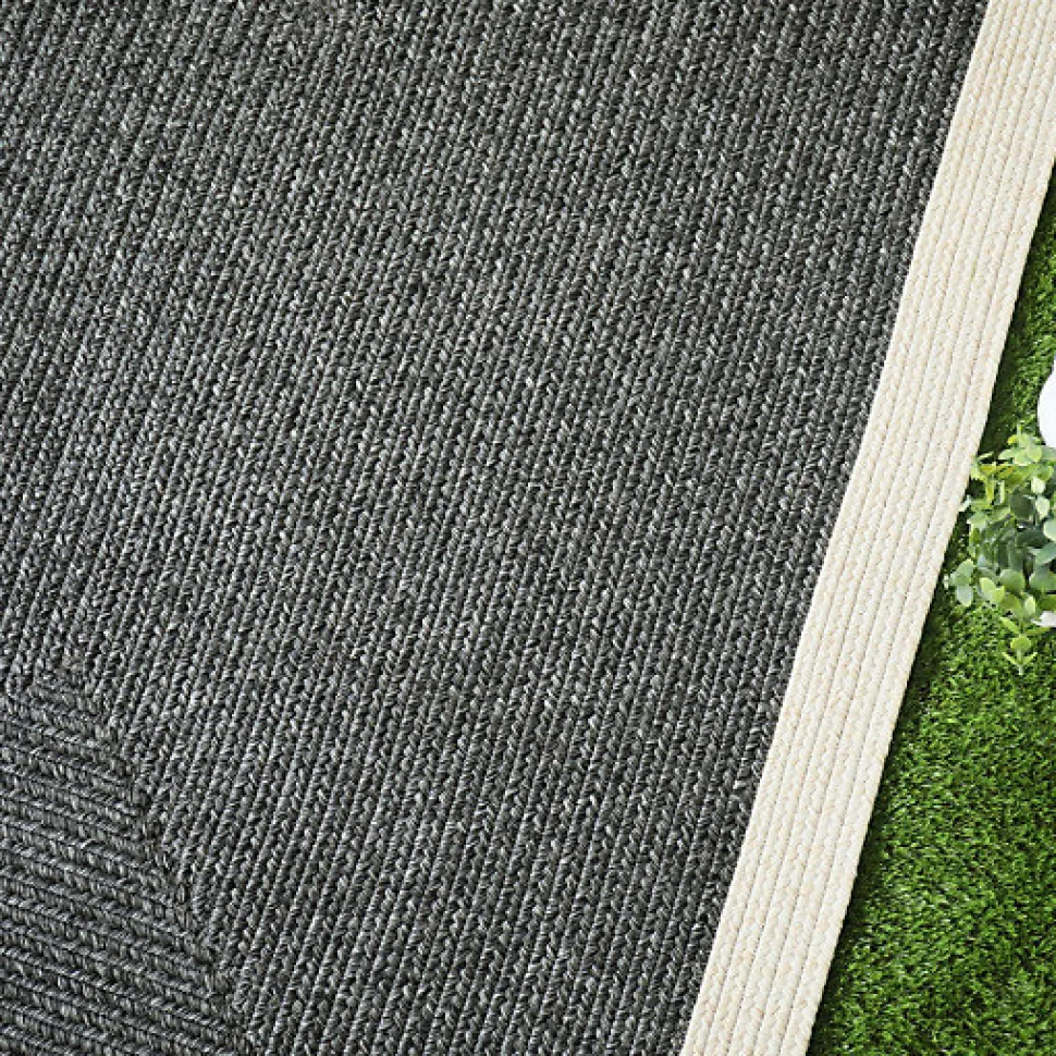 Tapis imitation fibres naturelles extérieur et intérieur - Provence - Gris et beige - 120 x 170 cm