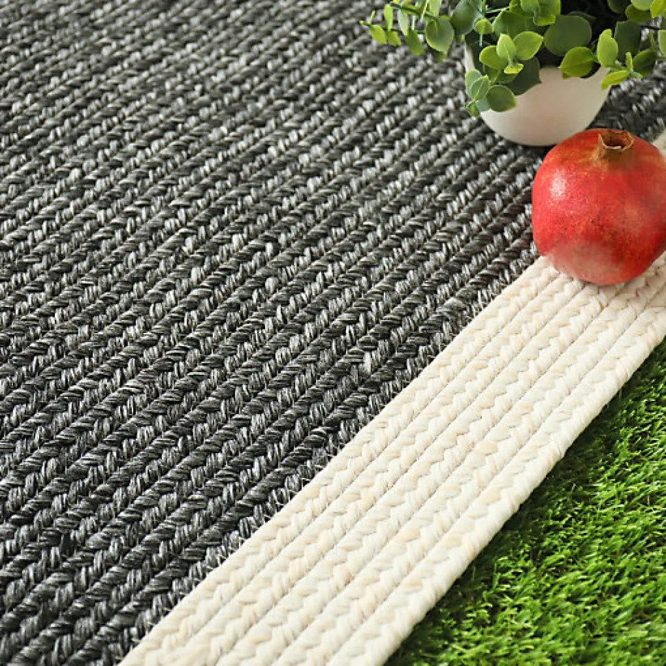 Tapis imitation fibres naturelles extérieur et intérieur - Provence - Gris et beige - 120 x 170 cm