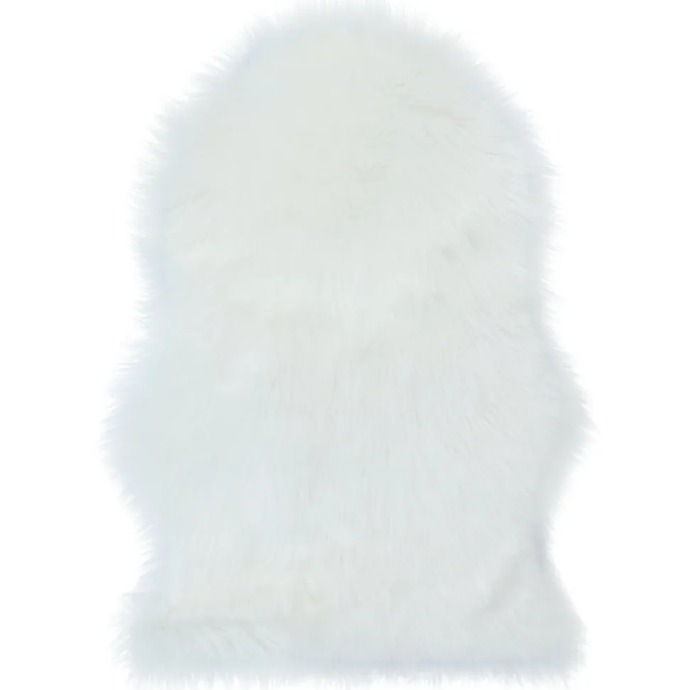 Tapis imitation peau de mouton Hegoa blanc GoodHome L.90 x l.60 cm