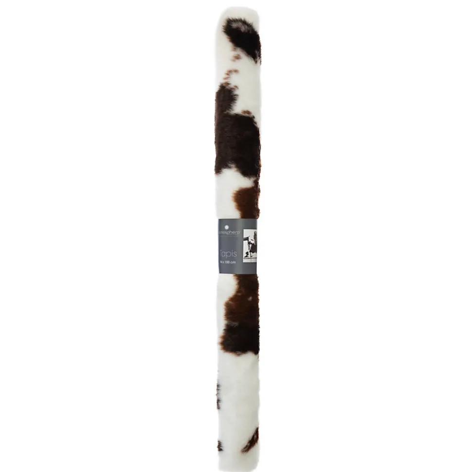 Tapis imitation peau de vache blanc et marron L.100 x l.94cm