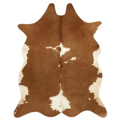 Tapis imitation peau de vache et effet daim GoodHome l.155x L.190 cm marron et blanc