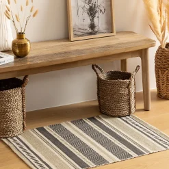 Tapis imprimé Gris en coton 60x90 - Multicolore- Atmosphera