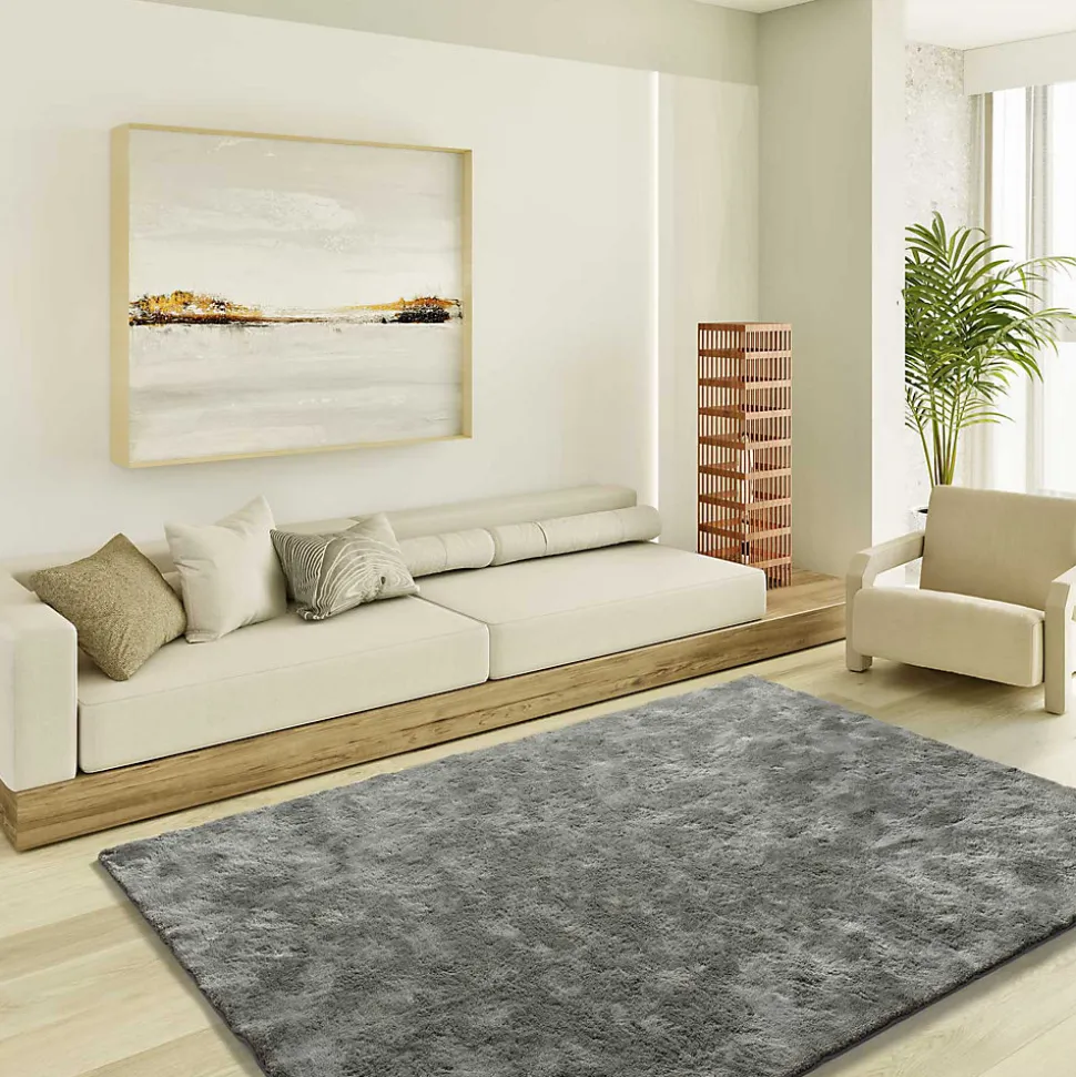 Tapis intérieur ATTICGO anthracite rectangulaire shaggy uni 80x150 cm ROMA