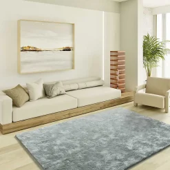 Tapis intérieur ATTICGO argent rectangulaire shaggy uni 140x200 cm ROMA