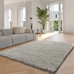 Tapis intérieur ATTICGO argent rectangulaire shaggy 160x230 cm ATESA