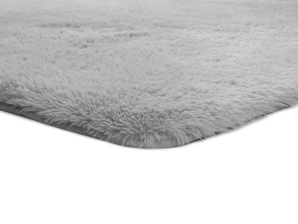 Tapis intérieur ATTICGO argent rectangulaire shaggy uni 60x100 cm ALPACA