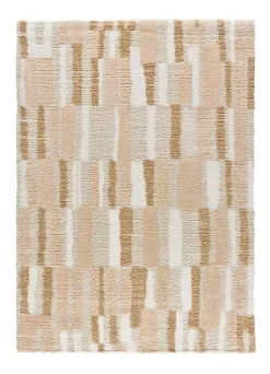 Tapis intérieur ATTICGO beige rectangulaire shaggy géométrique 133x190 cm SERENE TERRA