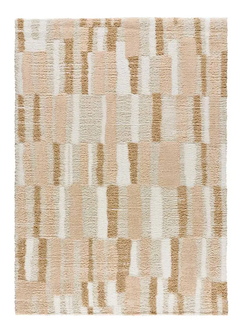 Tapis intérieur ATTICGO beige rectangulaire shaggy géométrique 133x190 cm SERENE TERRA