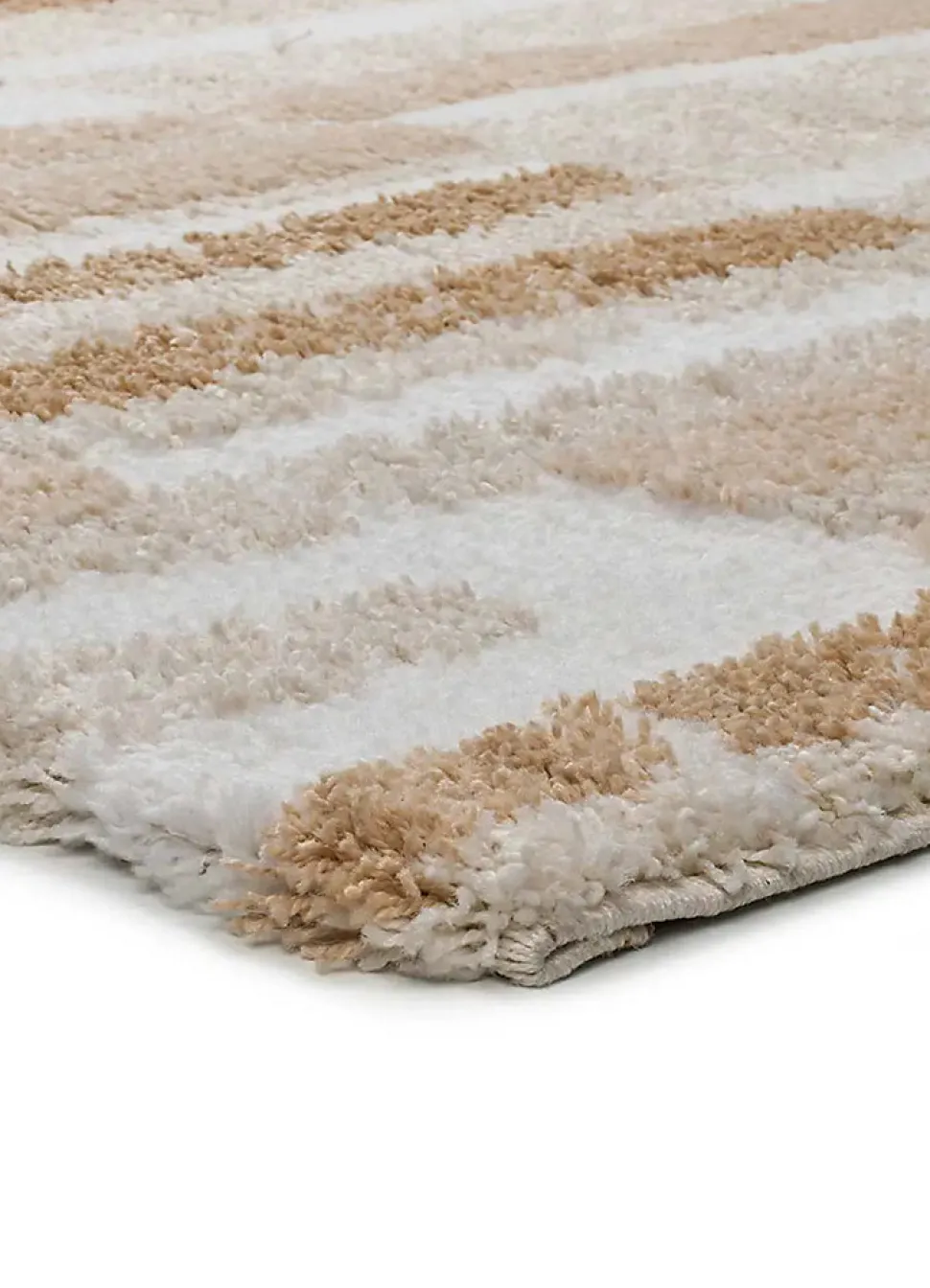 Tapis intérieur ATTICGO beige rectangulaire shaggy géométrique 133x190 cm SERENE TERRA