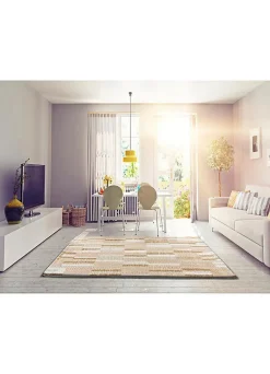 Tapis intérieur ATTICGO beige rectangulaire shaggy géométrique 160x230 cm SERENE TERRA