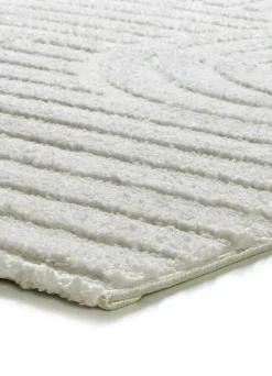 Tapis intérieur ATTICGO blanc rectangulaire géométrique avec relief 64x120 cm JUNO
