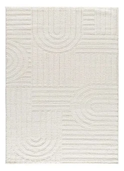 Tapis intérieur ATTICGO blanc rectangulaire géométrique avec relief 64x120 cm JUNO