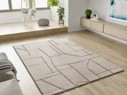 Tapis intérieur ATTICGO blanc rectangulaire scandinave avec relief 80x150 cm DIENA