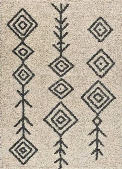 Tapis intérieur ATTICGO blanc rectangulaire shaggy ethnique 160x230 cm ATLAS