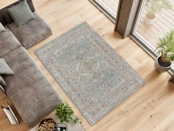 Tapis intérieur ATTICGO bleu rectangulaire vintage 80x120 cm PARMA