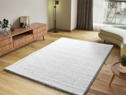 Tapis intérieur ATTICGO blanc rectangulaire shaggy uni 60x120 cm ATLAS