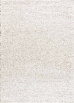 Tapis intérieur ATTICGO blanc rectangulaire shaggy uni 60x120 cm ATLAS