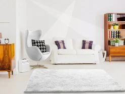 Tapis intérieur ATTICGO blanc rectangulaire shaggy uni 140x200 cm ALPACA
