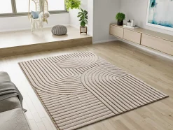 Tapis intérieur ATTICGO blanc rectangulaire scandinave avec relief 120x170 cm DIENA