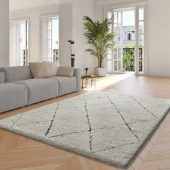 Tapis intérieur ATTICGO crème rectangulaire shaggy 120x170 cm ATESA