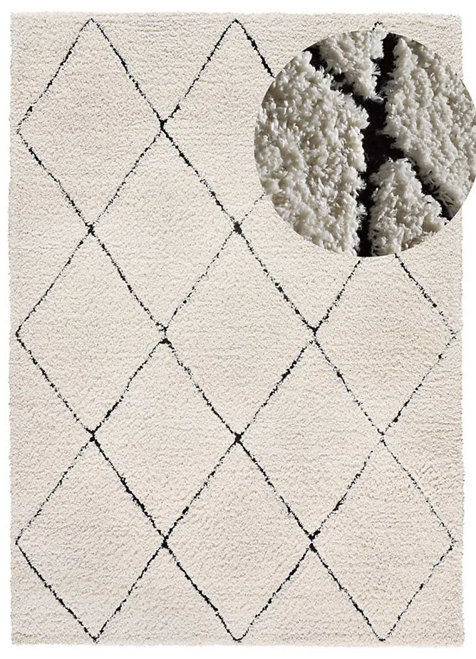 Tapis intérieur ATTICGO crème rectangulaire shaggy 120x170 cm ATESA