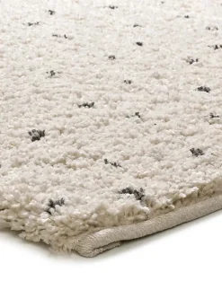 Tapis intérieur ATTICGO crème / noir rectangulaire shaggy moderne 120x180 cm LUSH