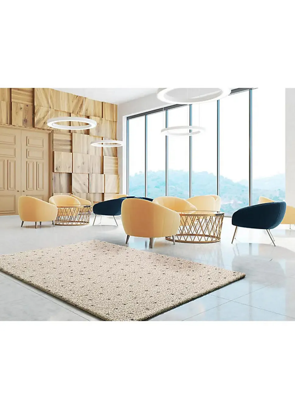 Tapis intérieur ATTICGO crème / noir rectangulaire shaggy moderne 120x180 cm LUSH