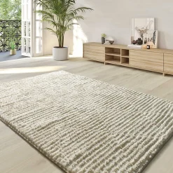 Tapis intérieur ATTICGO crème rectangulaire scandinave 120x170 cm LIMA
