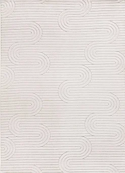 Tapis intérieur ATTICGO crème rectangulaire géometrique avec relief 200x290 cm ESTILO