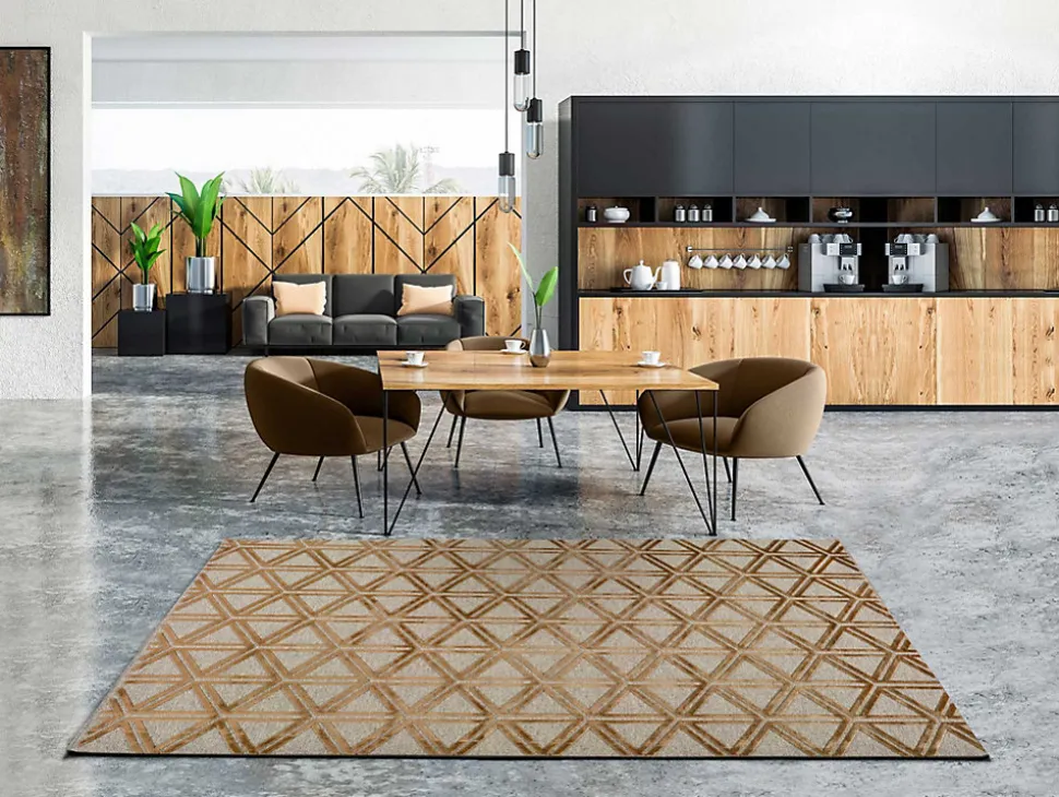 Tapis intérieur ATTICGO cuivre rectangulaire géométrique 120x170 cm LANA