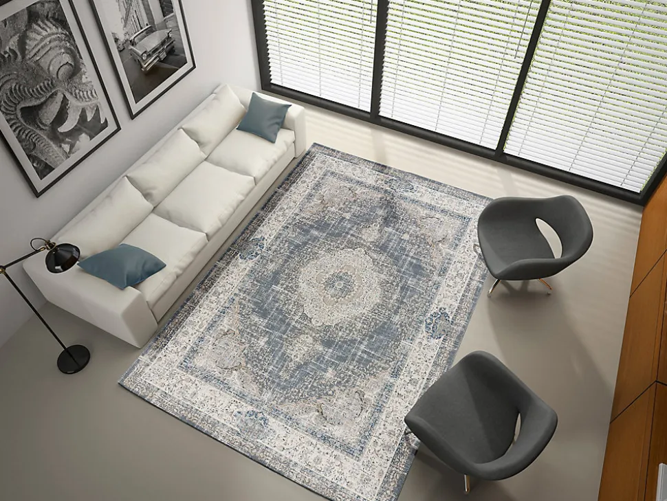 Tapis intérieur ATTICGO gris rectangulaire vintage 80x150 cm NEILA