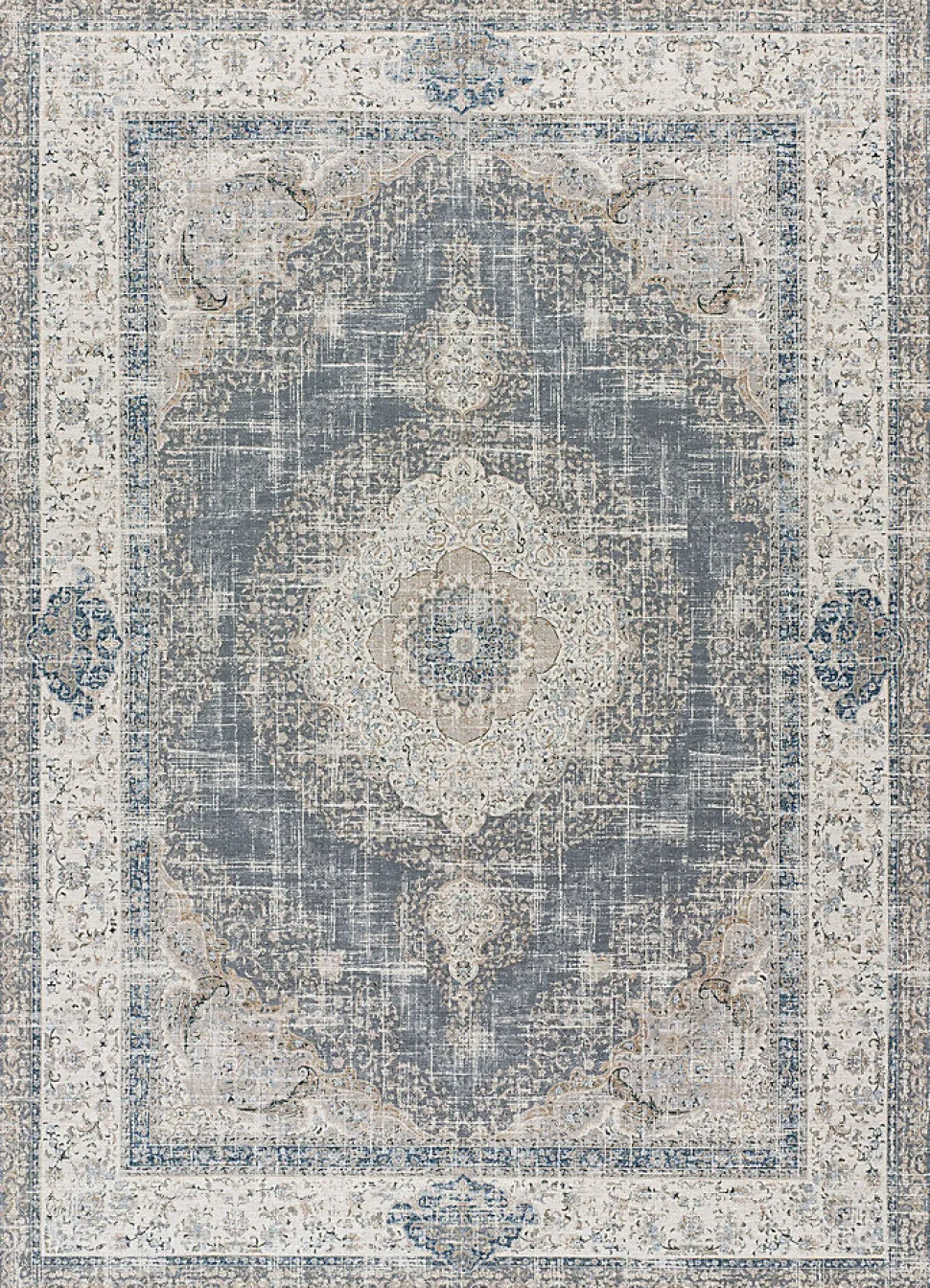 Tapis intérieur ATTICGO gris rectangulaire vintage 80x150 cm NEILA