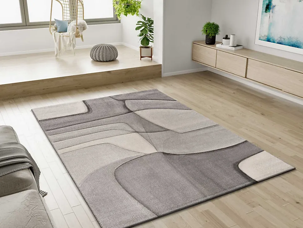 Tapis intérieur ATTICGO gris rectangulaire abstrait 140x200 cm MEDEL
