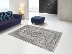 Tapis intérieur ATTICGO gris rectangulaire vintage 140x200 cm MABEL