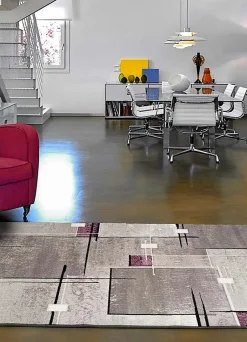 Tapis intérieur ATTICGO lilas / gris rectangulaire géométrique 120x170 cm DETROIT